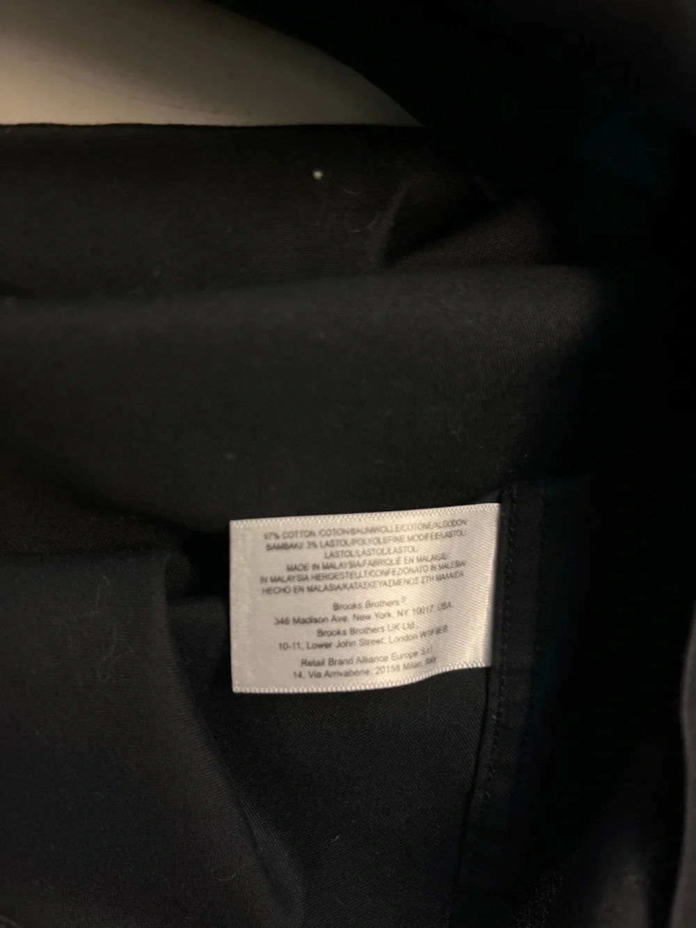 Brooks Brothers 346 Tailored Fit Cotton Stretch Black Tailored Button Up, sz 14 - Picture 8 of 10